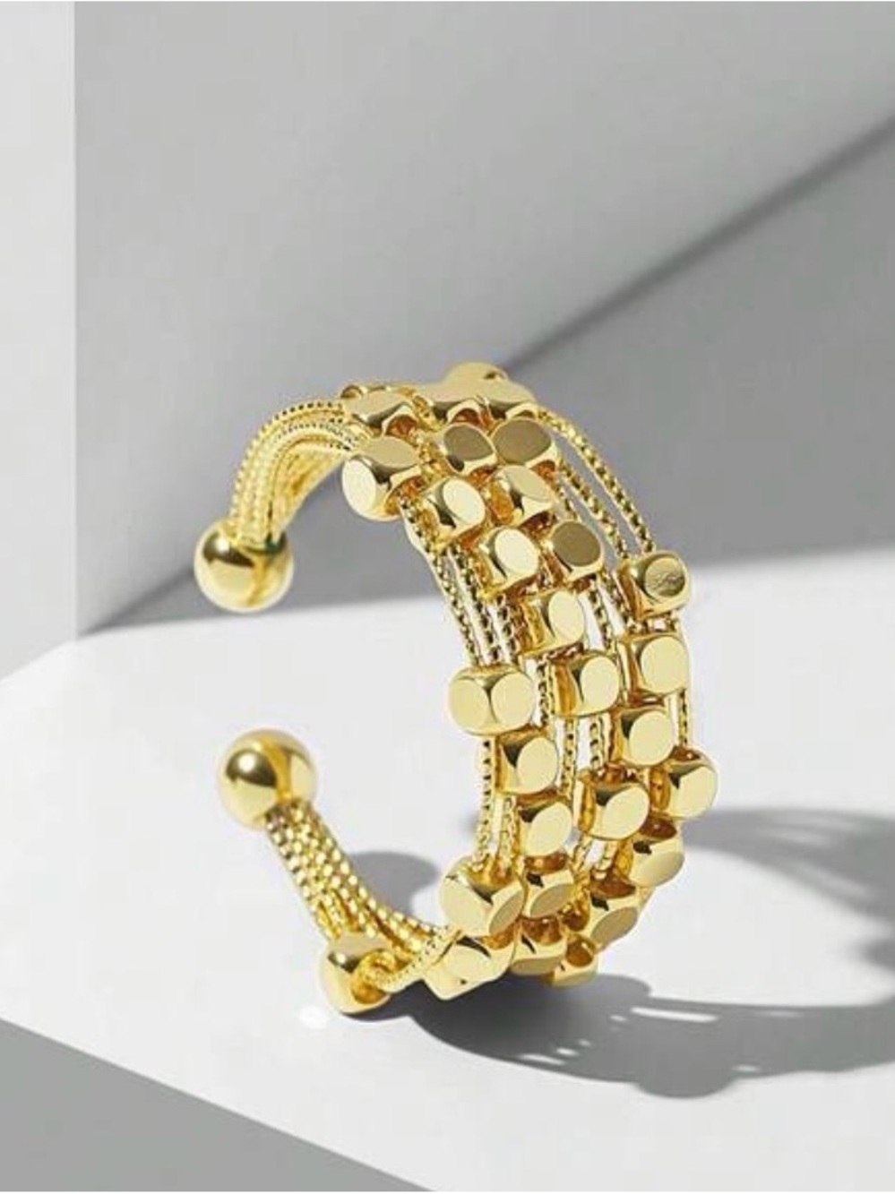Gold Multi-Layer Adjustable Statement Ring - Picture 3 of 4